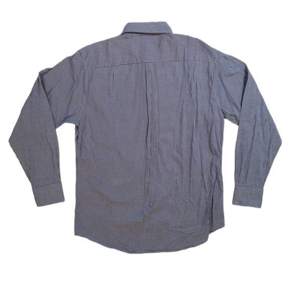 Fynch Hatton Mens Button Down Shirt Blue Checkered Compact Cotton Sz L 41/42 euc - Picture 4 of 5